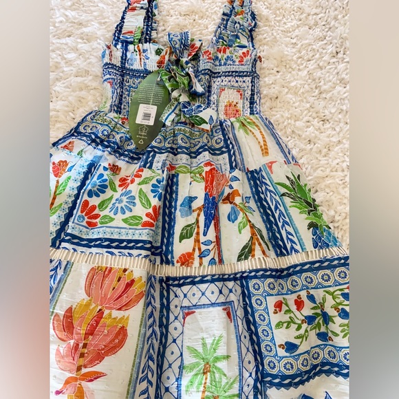 NWT Farm Rio Tropical Tiles Square Neck Maxi Dress - Picture 9 of 10